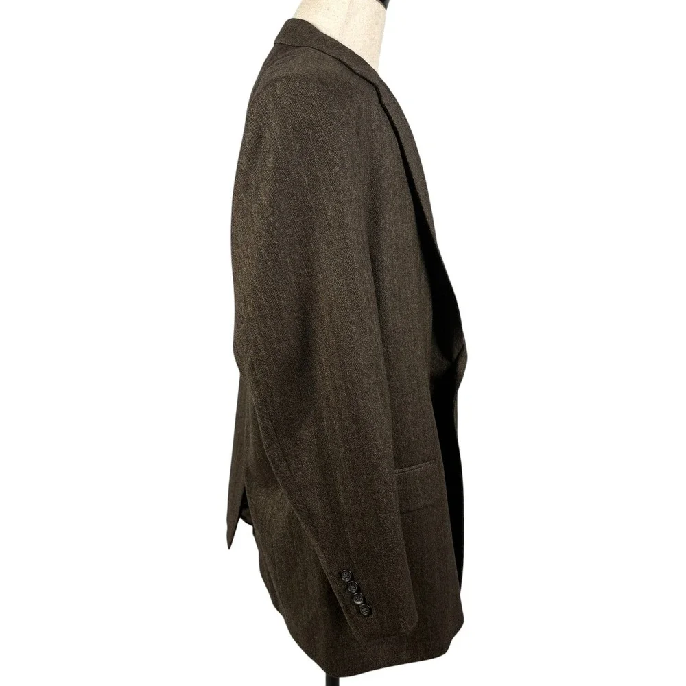 Jos A Bank‎ Gordon Wool Blazer Mens 50R Brown Herringbone Signature Sport Coat